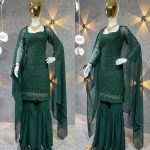 FANCY GEORGETTE SEQUENCE AND MULTI NEEDLE WITH CODING EMBROIDERY AND ZARI WORK TOP SHARARA WITH DUPATTA FESTIVE WEAR WHOLESALE PRICE ETHNIC GARMENT (5)