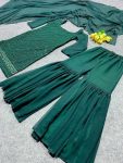 FANCY GEORGETTE SEQUENCE AND MULTI NEEDLE WITH CODING EMBROIDERY AND ZARI WORK TOP SHARARA WITH DUPATTA FESTIVE WEAR WHOLESALE PRICE ETHNIC GARMENT (5)