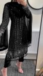FANCY GEORGETTE THREAD WITH SEQUENCE AND MIRROR  WORK TOP PANT WITH DUPATTA BLACK