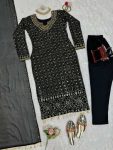 FANCY GEORGETTE THREAD WITH SEQUENCE AND MIRROR WORK TOP PANT WITH DUPATTA PARRTY WEAR WHOLESALE PRICE ETHNIC GARMENT (2)