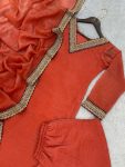 FANCY GOLD CRUSH SILK EMBROIDERY SEQUENCE CODING WORK TOP PALAZZO WITH DUPATTA FESTIVE WEAR WHOLESALE PRICE ETHNIC GARMENT (5)
