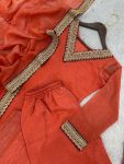 FANCY GOLD CRUSH SILK EMBROIDERY SEQUENCE CODING WORK TOP PALAZZO WITH DUPATTA FESTIVE WEAR WHOLESALE PRICE ETHNIC GARMENT (5)