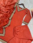 FANCY GOLD CRUSH SILK EMBROIDERY SEQUENCE CODING WORK TOP PALAZZO WITH DUPATTA FESTIVE WEAR WHOLESALE PRICE ETHNIC GARMENT (5)