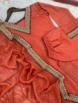 FANCY GOLD CRUSH SILK EMBROIDERY SEQUENCE CODING WORK TOP PALAZZO WITH DUPATTA FESTIVE WEAR WHOLESALE PRICE ETHNIC GARMENT (5)