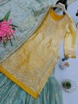 FANCY JIMMY CHOO EMBROIDERY SEQUENCE WORK AND WEAVING PATTA IN BORDER TOP SHARARA WITH DUPATTA FESTIVE WEAR WHOLESALE PRICE ETHNIC GARMENT (3)