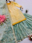 FANCY JIMMY CHOO EMBROIDERY SEQUENCE WORK AND WEAVING PATTA IN BORDER TOP SHARARA WITH DUPATTA FESTIVE WEAR WHOLESALE PRICE ETHNIC GARMENT (3)