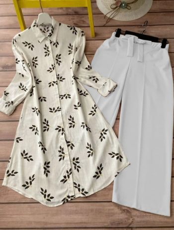 FANCY RAYON DIGITAL PRINTED KURTI WITH PALAZZO CREAM