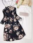 FANCY RAYON DIGITAL PRINTED KURTI WITH PALAZZO BLACK