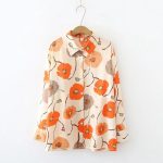 FANCY RAYON DIGITAL PRINTED WITH COLLER GIRL'S SHIRT ORANGE