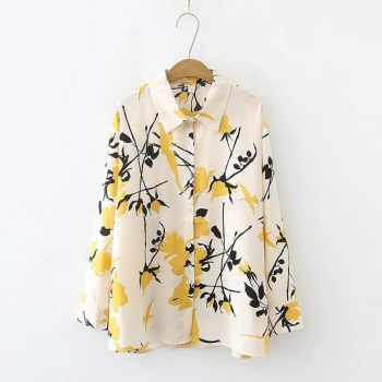 FANCY RAYON DIGITAL PRINTED WITH COLLER GIRL'S SHIRT LEMON