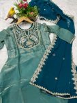 FANCY SILK EMBROIDREY SEQUENCE WORK GOWN BOTTOM WITH DUPATTA PARTY WEAR WHOLESALE PRICE ETHNIC GARMENT (10)