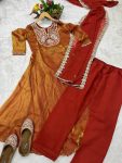 FANCY SILK EMBROIDREY SEQUENCE WORK GOWN BOTTOM WITH DUPATTA PARTY WEAR WHOLESALE PRICE ETHNIC GARMENT (8)