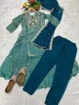 FANCY SILK EMBROIDREY SEQUENCE WORK GOWN BOTTOM WITH DUPATTA PARTY WEAR WHOLESALE PRICE ETHNIC GARMENT (10)