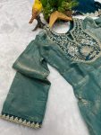 FANCY SILK EMBROIDREY SEQUENCE WORK GOWN BOTTOM WITH DUPATTA PARTY WEAR WHOLESALE PRICE ETHNIC GARMENT (10)