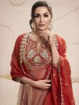 FANCY SILK EMBROIDREY SEQUENCE WORK GOWN BOTTOM WITH DUPATTA PARTY WEAR WHOLESALE PRICE ETHNIC GARMENT (8)