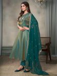 FANCY SILK EMBROIDREY SEQUENCE WORK GOWN BOTTOM WITH DUPATTA PARTY WEAR WHOLESALE PRICE ETHNIC GARMENT (10)