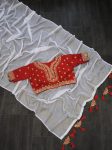 FANCY TABBY ORGANZA SILK MULTI CODING SEQUENCE WORK SAREE WITH STITCHED BLOUSE FESTIVE WEAR WHOLESALE PRICE ETHNIC GARMENT (2)