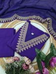 FANCY VISCOSE CHANDERI SEQUENCE CODING EMBROIDERY WORK TOP BOTTOM WITH DUPATTA FESTIVE WEAR WHOLESALE PRICE ETHNIC GARMENT (3)