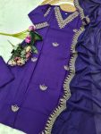 FANCY VISCOSE CHANDERI SEQUENCE CODING EMBROIDERY WORK TOP BOTTOM WITH DUPATTA FESTIVE WEAR WHOLESALE PRICE ETHNIC GARMENT (3)