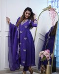 FANCY VISCOSE CHANDERI SEQUENCE CODING EMBROIDERY WORK TOP BOTTOM WITH DUPATTA FESTIVE WEAR WHOLESALE PRICE ETHNIC GARMENT (3)