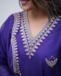 FANCY VISCOSE CHANDERI SEQUENCE CODING EMBROIDERY WORK TOP BOTTOM WITH DUPATTA FESTIVE WEAR WHOLESALE PRICE ETHNIC GARMENT (3)