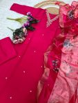 FANCY VISCOSE CHANDERI SILK EMBROIDERY CODING SEQUENCE WORK TOP BOTTOM WITH DUPATTA PARTY WEAR WHOLESALE PRICE ETHNIC GARMENT (2)