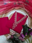 FANCY VISCOSE CHANDERI SILK EMBROIDERY CODING SEQUENCE WORK TOP BOTTOM WITH DUPATTA PARTY WEAR WHOLESALE PRICE ETHNIC GARMENT (2)