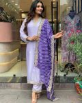 FASHIONABLE BANANA SILK EMBROIDERY WORK TOP BOTTOM WITH DUPATTA PARTY WEAR WHOLESALE PRICE ETHNIC GARMENT (5)