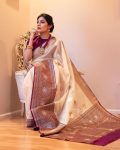 FASHIONABLE BANARASI SILK WEAVING WORK SAREE WITH UNSTITCHED BLOUSE PARTY WEAR WHOLESALE PRICE ETHNIC GARMENT (1)