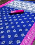 FASHIONABLE BANARASI SOFT SILK WEAVING WORK SAREE WITH UNSTITCHED BLOUSE PARTY WEAR WHOLESALE PRICE ETHNIC GARMENT (8)