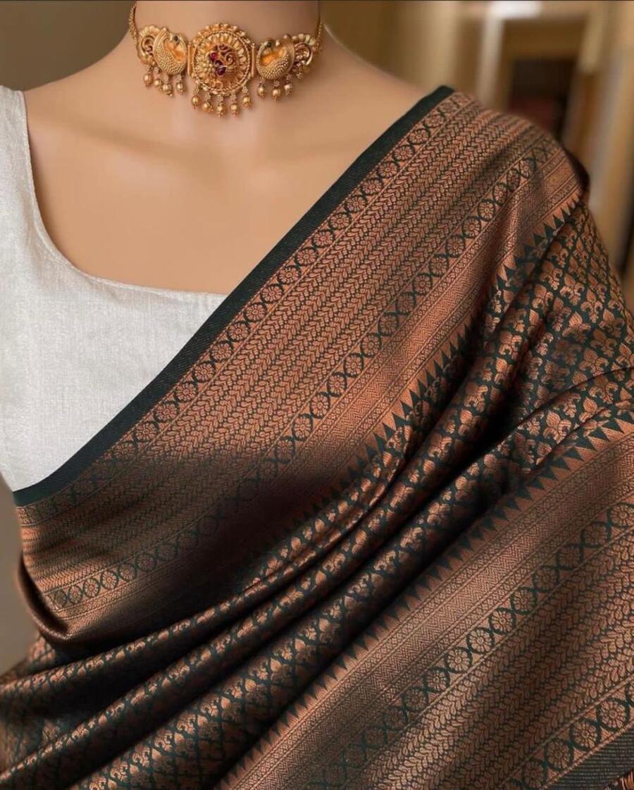 FASHIONABLE BANARASI SOFT SILK WEAVING WORK SAREE WITH UNSTITCHED BLOUSE PARTY WEAR WHOLESALE PRICE ETHNIC GARMENT (2)