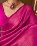 FASHIONABLE BANARASI SOFT SILK WEAVING WORK SAREE WITH UNSTITCHED BLOUSE PARTY WEAR WHOLESALE PRICE ETHNIC GARMENT (8)