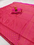 FASHIONABLE BANARASI SOFT SILK WEAVING WORK SAREE WITH UNSTITCHED BLOUSE PARTY WEAR WHOLESALE PRICE ETHNIC GARMENT (8)