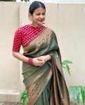 FASHIONABLE BANARASI SOFT SILK ZARI WEAVING WORK SAREE WITH UNSTITCHED BLOUSE FESTIVE WEAR WHOLESALE PRICE ETHNIC GARMENT (1)
