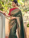 FASHIONABLE BANARASI SOFT SILK ZARI WEAVING WORK SAREE WITH UNSTITCHED BLOUSE FESTIVE WEAR WHOLESALE PRICE ETHNIC GARMENT (1)