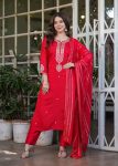 FASHIONABLE CHANDERI SILK EMBROIDERY SEQUENCE CODING WORK TOP BOTTOM WITH DUPATTA PARTY WEAR WHOLESALE PRICE ETHNIC GARMENT (14)