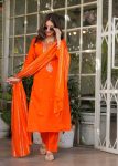 FASHIONABLE CHANDERI SILK EMBROIDERY SEQUENCE CODING WORK TOP BOTTOM WITH DUPATTA PARTY WEAR WHOLESALE PRICE ETHNIC GARMENT (15)