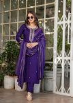 FASHIONABLE CHANDERI SILK EMBROIDERY SEQUENCE CODING WORK TOP BOTTOM WITH DUPATTA PARTY WEAR WHOLESALE PRICE ETHNIC GARMENT (6)