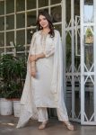 FASHIONABLE CHANDERI SILK EMBROIDERY SEQUENCE CODING WORK TOP BOTTOM WITH DUPATTA PARTY WEAR WHOLESALE PRICE ETHNIC GARMENT (8)