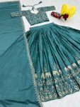 FASHIONABLE CHINON EMBROIDERY THREAD WORK LEHENGA CHOLI WITH DUPATTA PARTY WEAR WHOLESALE PRICE ETHNIC GARMENT (16)