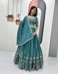 FASHIONABLE CHINON EMBROIDERY THREAD WORK LEHENGA CHOLI WITH DUPATTA PARTY WEAR WHOLESALE PRICE ETHNIC GARMENT (16)