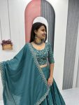 FASHIONABLE CHINON EMBROIDERY THREAD WORK LEHENGA CHOLI WITH DUPATTA PARTY WEAR WHOLESALE PRICE ETHNIC GARMENT (16)