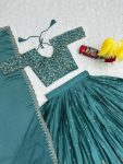 FASHIONABLE CHINON EMBROIDERY THREAD WORK LEHENGA CHOLI WITH DUPATTA PARTY WEAR WHOLESALE PRICE ETHNIC GARMENT (16)