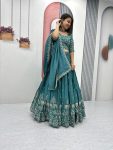 FASHIONABLE CHINON EMBROIDERY THREAD WORK LEHENGA CHOLI WITH DUPATTA PARTY WEAR WHOLESALE PRICE ETHNIC GARMENT (16)