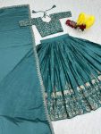 FASHIONABLE CHINON EMBROIDERY THREAD WORK LEHENGA CHOLI WITH DUPATTA PARTY WEAR WHOLESALE PRICE ETHNIC GARMENT (16)