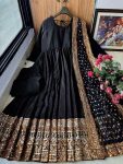FASHIONABLE CHINON SILK SEQUENCE EMBROIDERY WORK GOWN BOTTOM WITH DUPATTA PARTY WEAR WHOLESALE PRICE ETHNIC GARMENT (10)