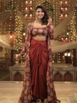 FASHIONABLE CREPE SILK DIGITAL PRINTED DRAPED SKIRT TUBE BLOUSE WITH SHRUG PARTY WEAR WHOLESALE PRICE ETHNIC GARMENT (6)
