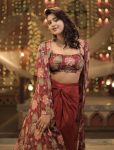 FASHIONABLE CREPE SILK DIGITAL PRINTED DRAPED SKIRT TUBE BLOUSE WITH SHRUG PARTY WEAR WHOLESALE PRICE ETHNIC GARMENT (6)