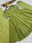 FASHIONABLE CRUSH SILK EMBROIDERY SEQUENCE WORK GOWN BOTTOM WITH DUPATTA FESTIVE WEAR WHOLESALE PRICE ETHNIC GARMENT (8)