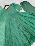 FASHIONABLE CRUSH SILK EMBROIDERY SEQUENCE WORK GOWN BOTTOM WITH DUPATTA FESTIVE WEAR WHOLESALE PRICE ETHNIC GARMENT (2)